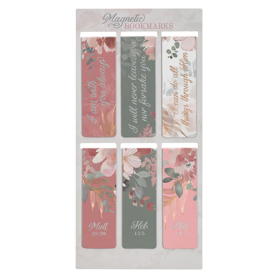 Foiled Floral Six-Piece Magnetic Bookmark Set