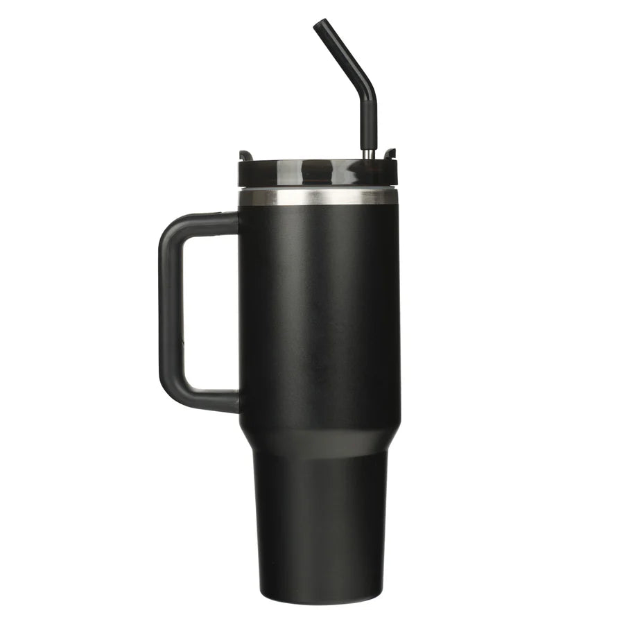 Be Strong in the Lord - Large Stainless Steel Travel Mug with Handle and Straw