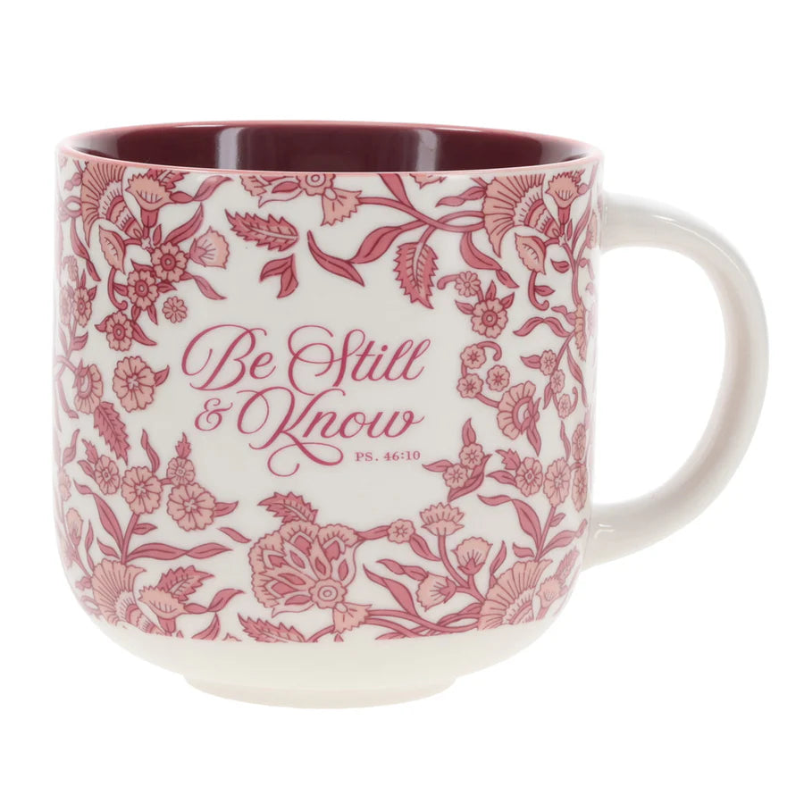Be Still & Know - Ceramic Mug with Burgundy Interior