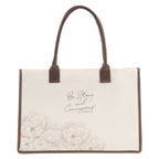 Be Strong and Courageous - Cream Cotton Canvas Tote Bag