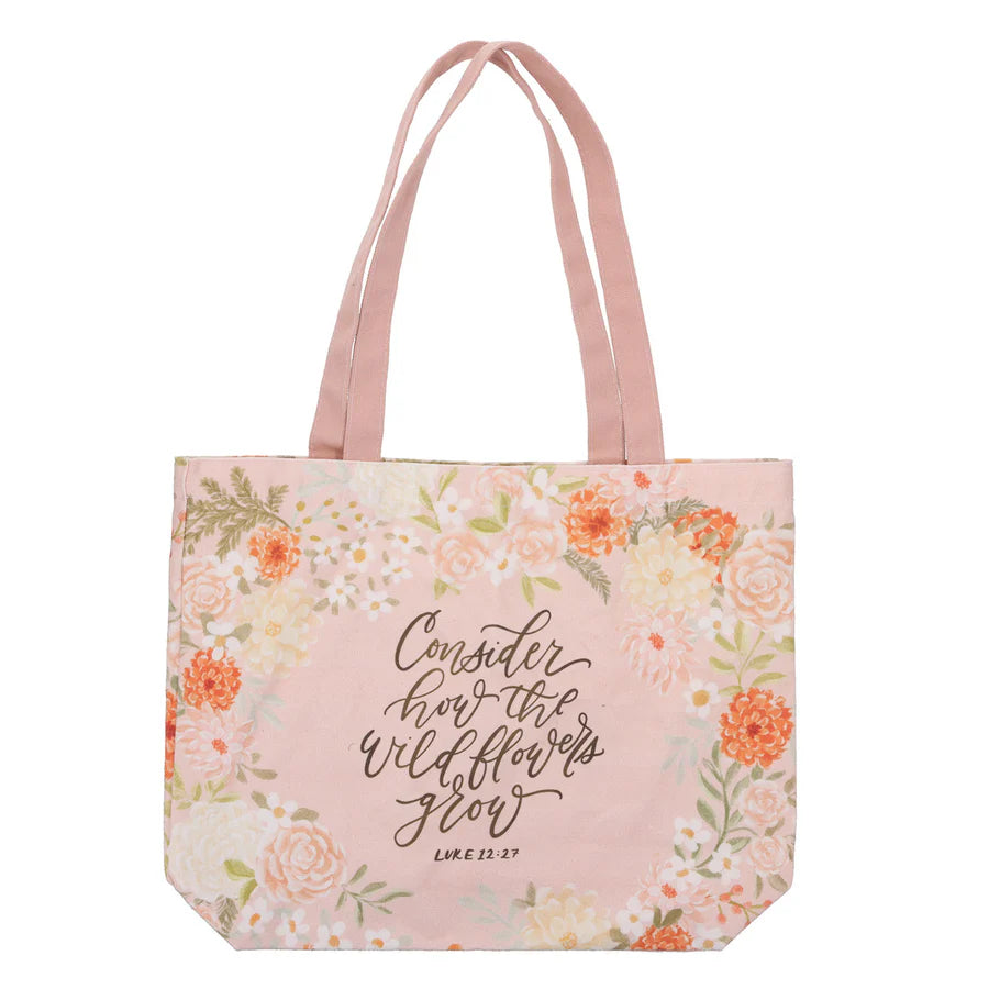 Consider How the Wildflowers Grow - Cotton Canvas Tote Bag