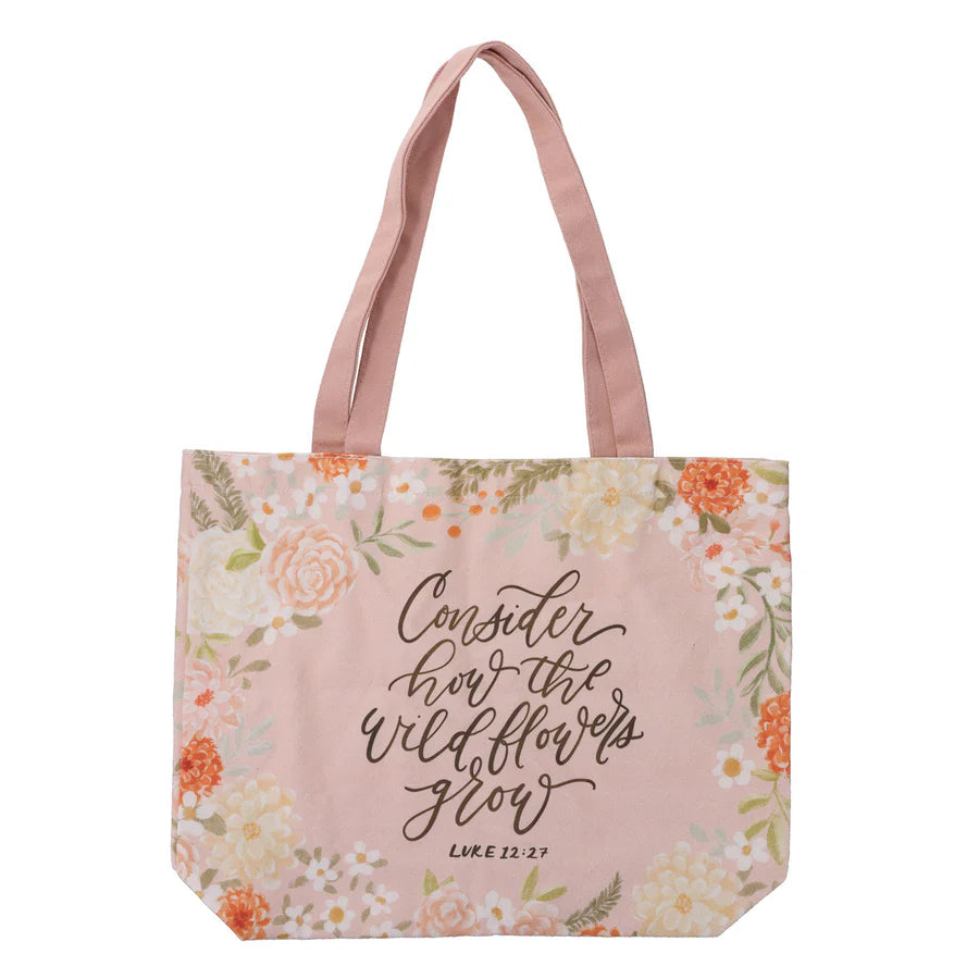 Consider How the Wildflowers Grow - Cotton Canvas Tote Bag