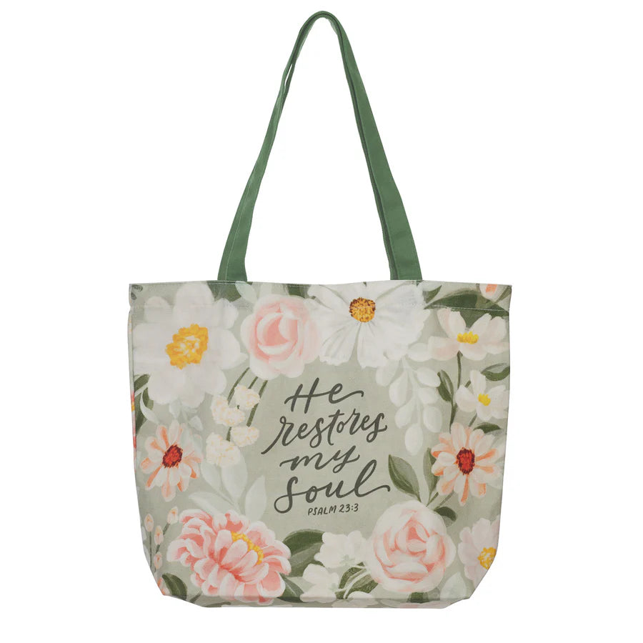 He Restores My Soul - Cotton Canvas Tote Bag