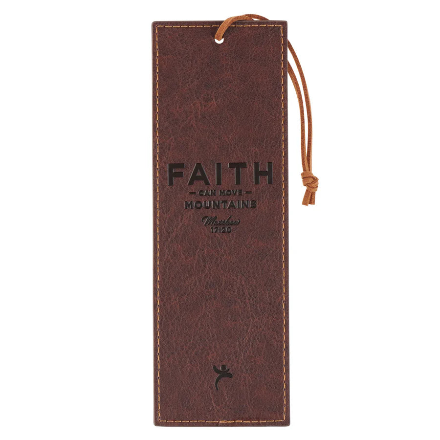 Faith Can Move Mountains (Two-Tone Brown Faux Leather Bookmark)