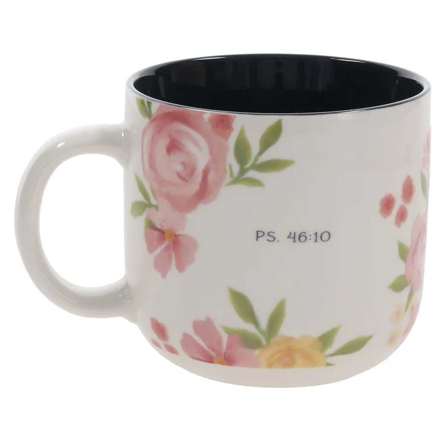 Be Still and Know That I Am God - White Ceramic Mug with Navy Interior