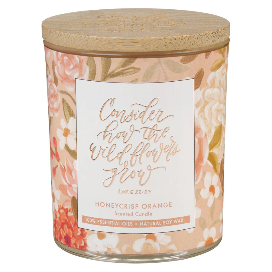 Consider How the Wild Flowers Grow Honeycrisp Orange Scented Candle with Bamboo Lid