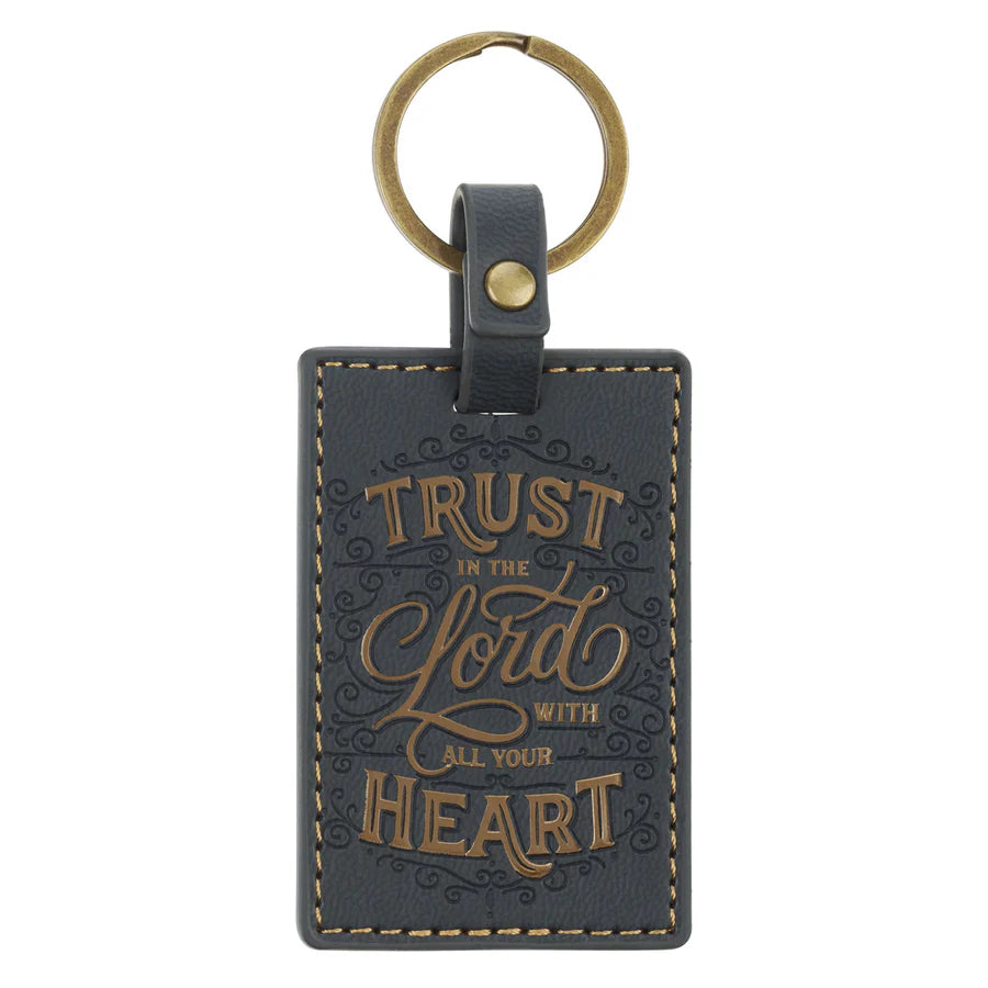Trust in the Lord with All Your Heart Faux Leather Key Ring
