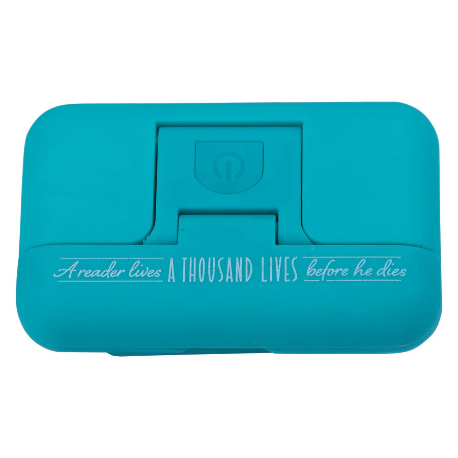 A Reader Lives A Thousand Lives Before He Dies - Blue Glow In The Dark Book Light