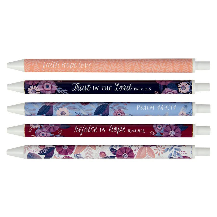 Hope In The Lord- Proverbs 3:5 - Five Piece Retractable Pen Set