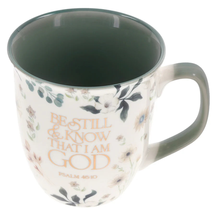Be Still & Know that I Am God - Ceramic Mug with Green Interior