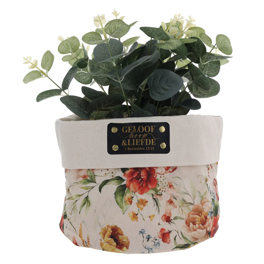 Geloof Hoop en Liefde - Afrikaans Canvas Planter Cover