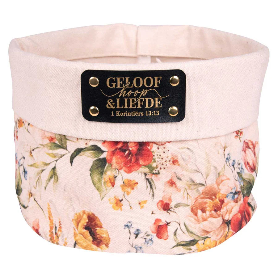 Geloof Hoop en Liefde - Afrikaans Canvas Planter Cover