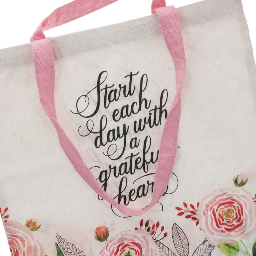 Start Each Day with a Grateful Heart - Cotton Canvas Tote Bag