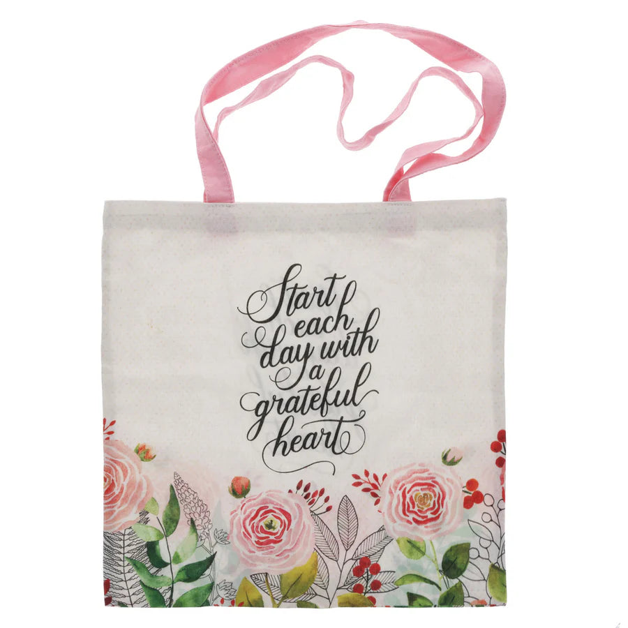 Start Each Day with a Grateful Heart - Cotton Canvas Tote Bag
