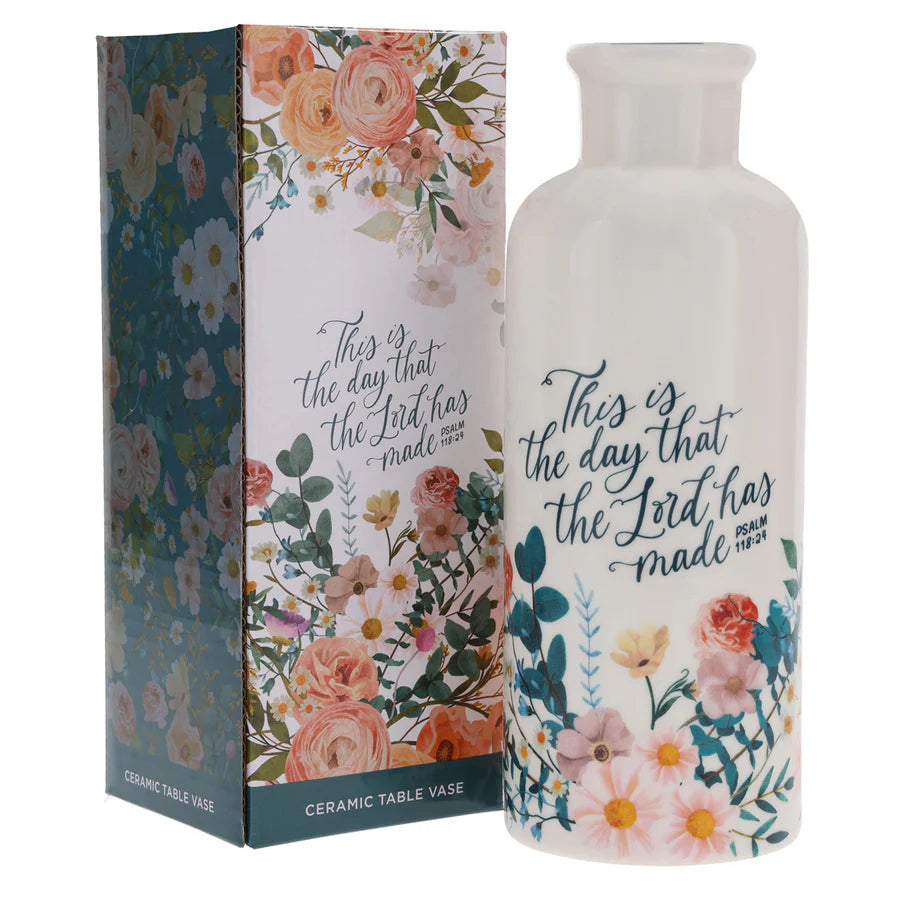 This Is the Day That the Lord Has Made - Ceramic Flower Vase