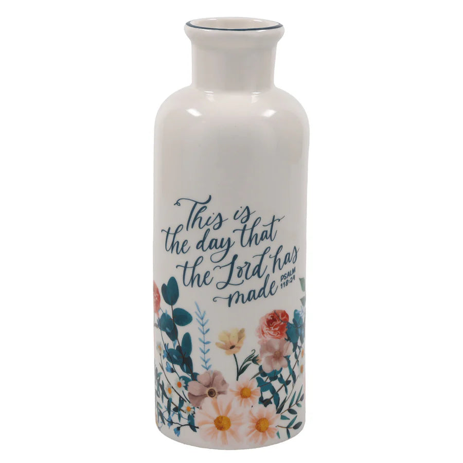 This Is the Day That the Lord Has Made - Ceramic Flower Vase