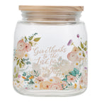 Give Thanks to the Lord, for He Is Good - Glass Jar with Bamboo Lid