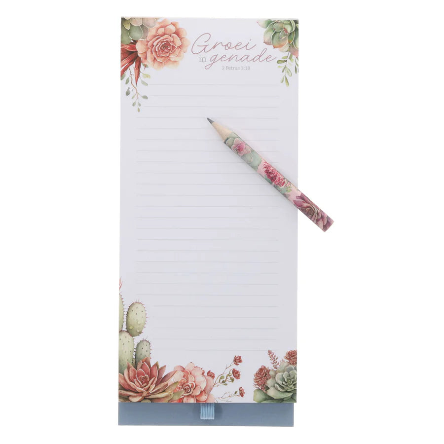 Groei in Genade - Afrikaans Magnetic Notepad with Pencil