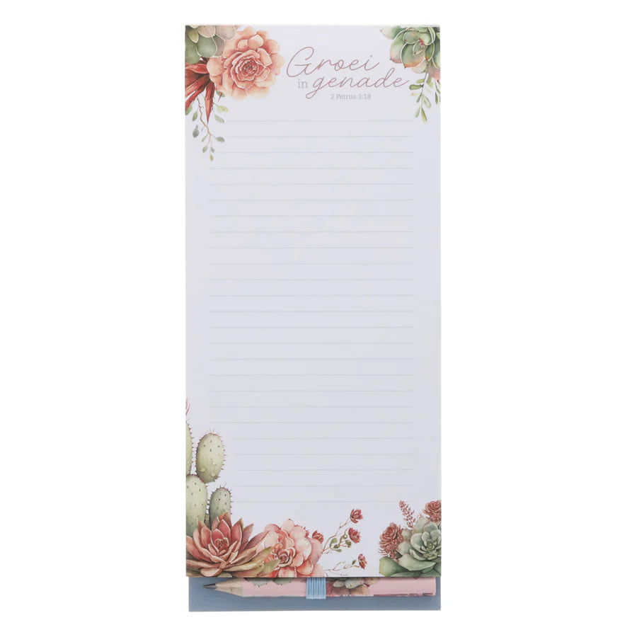 Groei in Genade - Afrikaans Magnetic Notepad with Pencil