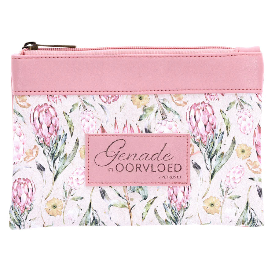 Genade in Oorvloed Fynbos Afrikaans Faux Leather Zipper Pouch