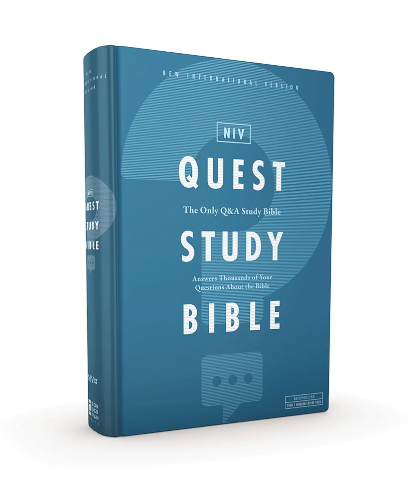 NIV, Quest Study Bible, Hardcover, Blue, Comfort Print: The Only Q and A Study Bible cover image