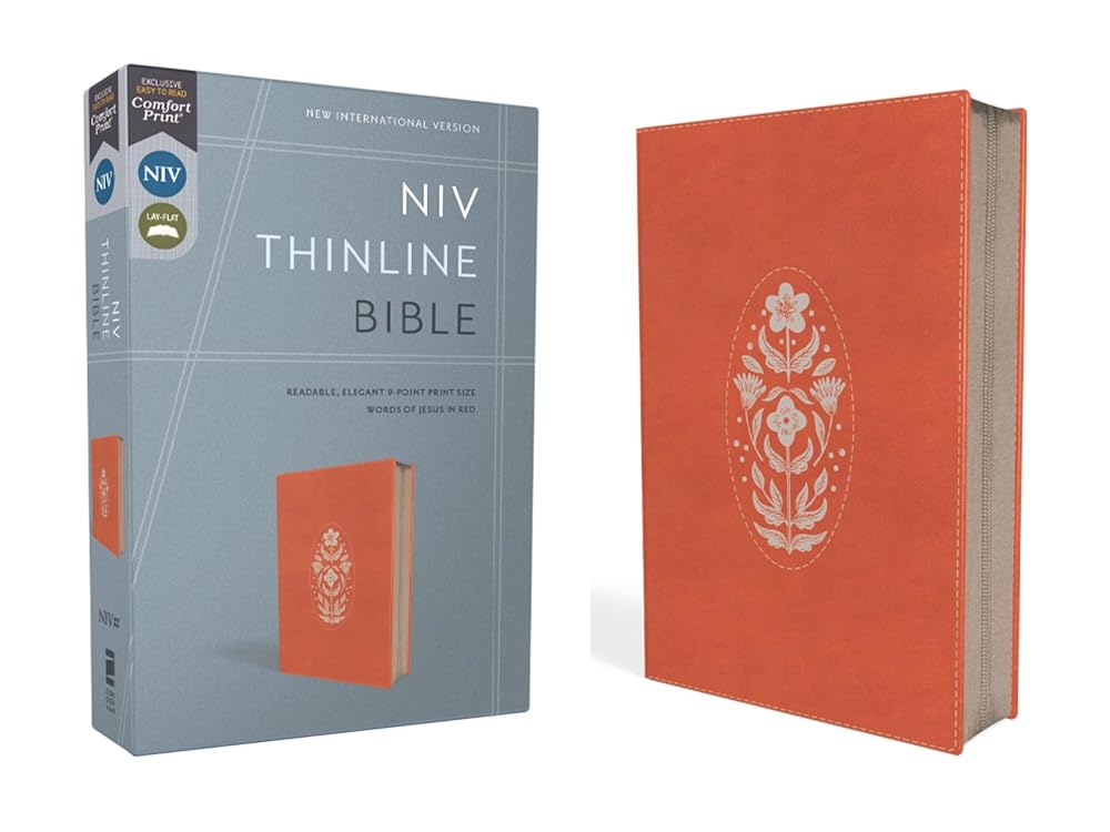 NIV, Thinline Bible, Leathersoft, Coral, Zippered, Red Letter, Comfort Print cover image