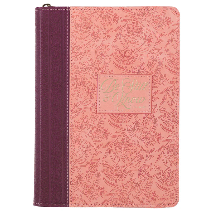 Be Still and Know - Faux Leather Journal with Zipped Closure