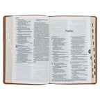 NLT Tan Genuine Leather Flexcover Standard Bible with Indexing Tabs