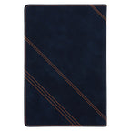 NLV Donkerblou en Oranje Kunsleer Standaard Bybel Met Duimgrepe