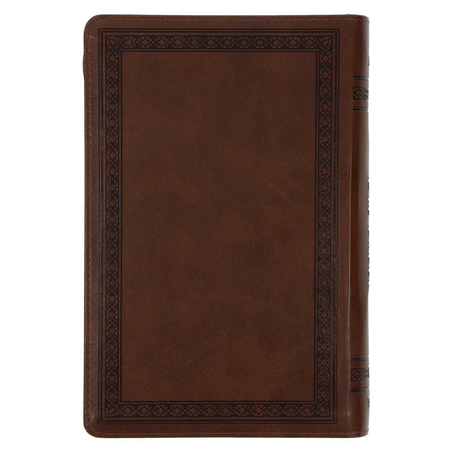 NLV Taan Bruin Kunsleer Standaard Bybel met Ritssluiter en Duimgrepe