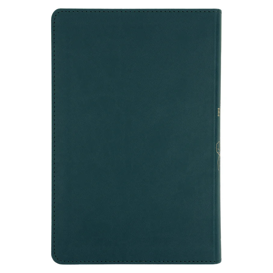 NLV Olyfgroen Met Goue Blomme Kunsleer Standaard Bybel Met Duimgrepe