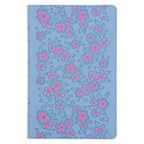 NLV Ligblou Met Pienk Blomme Kunsleer Standaard Bybel Met Duimgrepe