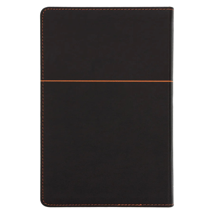 NLV Donkerbruin en Oranje Kunsleer Standaard Bybel Met Duimgrepe