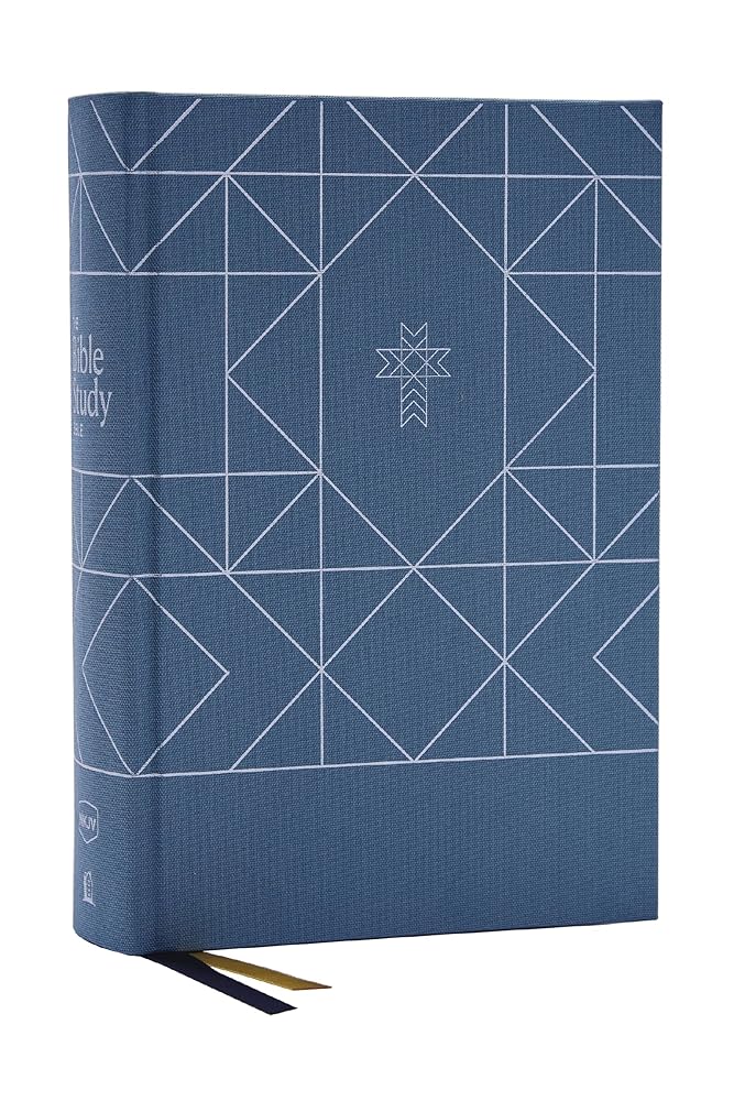 NKJV, The Bible Study Bible, Cloth over Board, Blue, Comfort Print: A Study Guide for Every Chapter of the Bible cover image