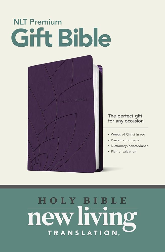 Premium Gift Bible NLT (LeatherLike, Purple Petals, Red Letter) cover image