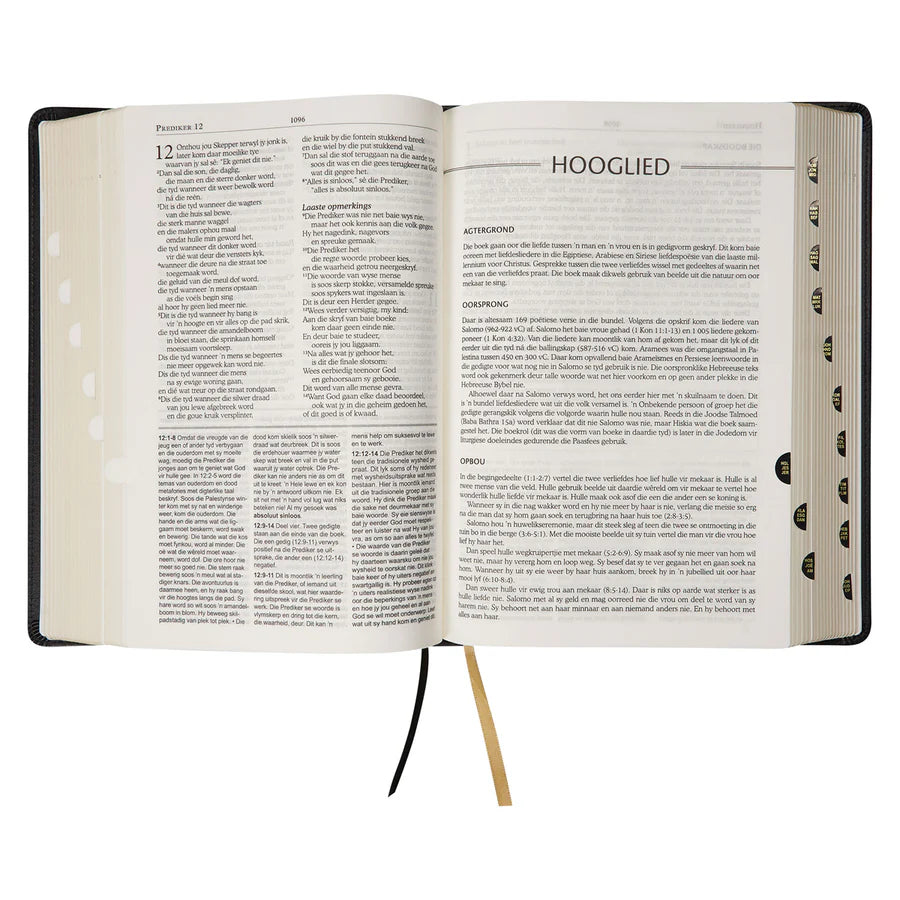 NLV Swart Kunsleer Tematiese Studiebybel Met Duimgrepe