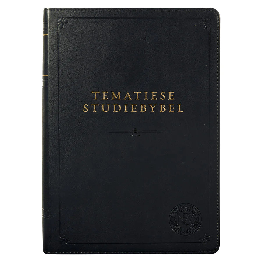NLV Swart Kunsleer Tematiese Studiebybel Met Duimgrepe