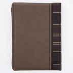 NLV Tweekleur Bruin Kunsleer Bybel Grootdruk Met Ritssluiter & Duimgrepe