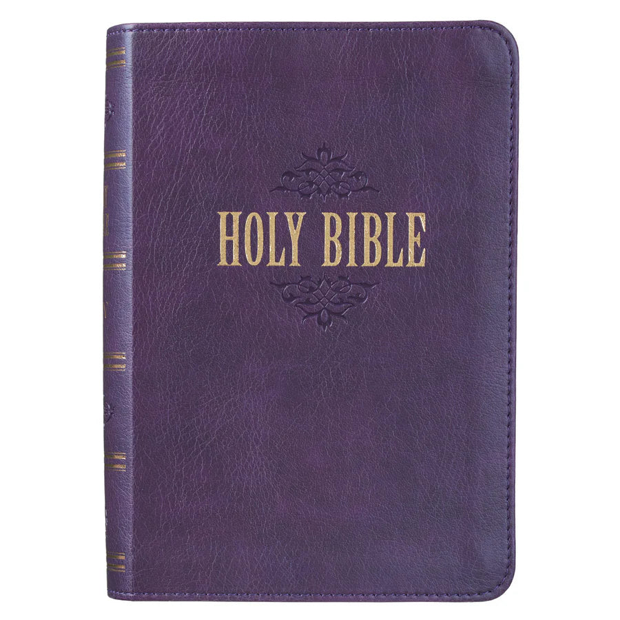 KJV Purple Faux Leather Compact Bible Large Print Red Letter