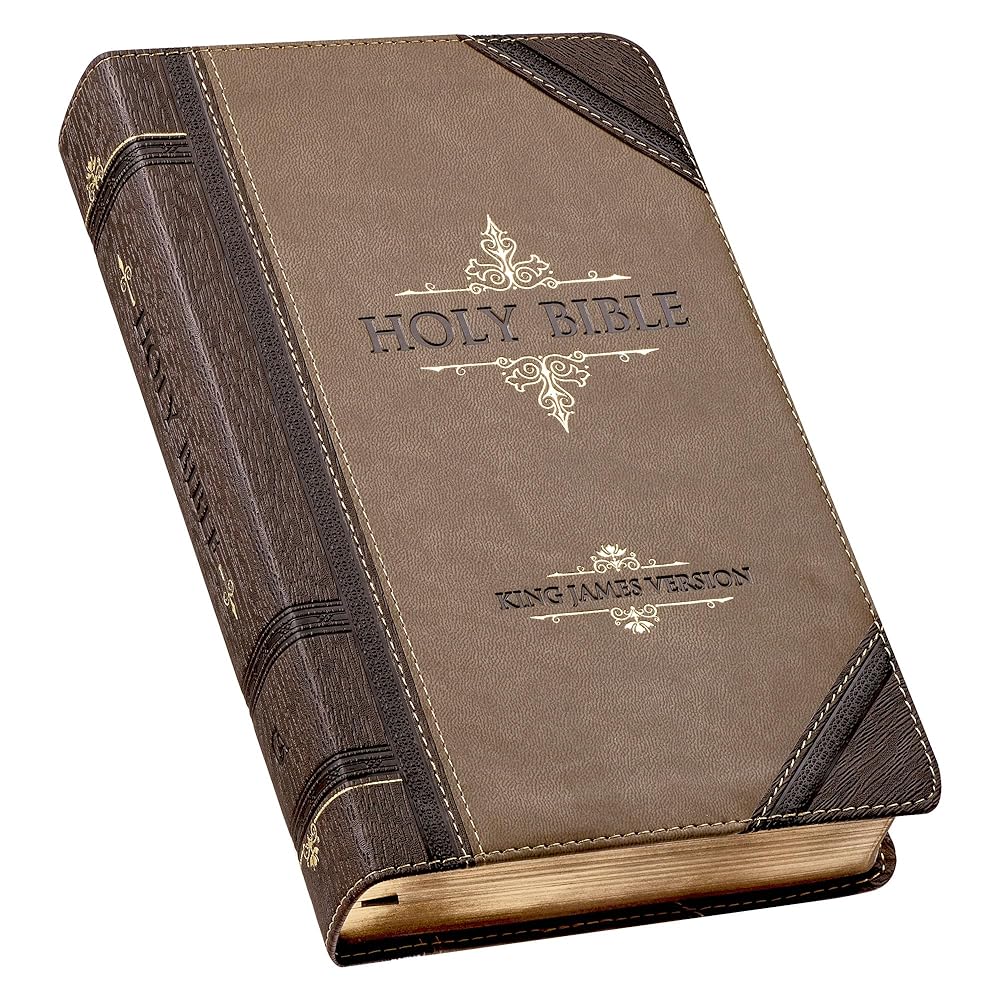 KJV Holy Bible, Giant Print Standard Size Faux Leather Red Letter Edition - Thumb Index & Ribbon Marker, King James Version, Brown Two-tone (KJV Standard GP Editions) cover image