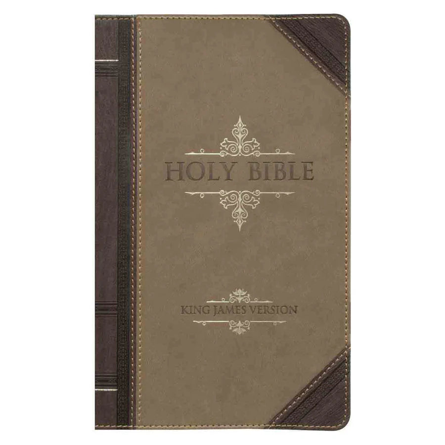 KJV Tan & Brown Faux Leather Standard Bible Giant Print Red Letter