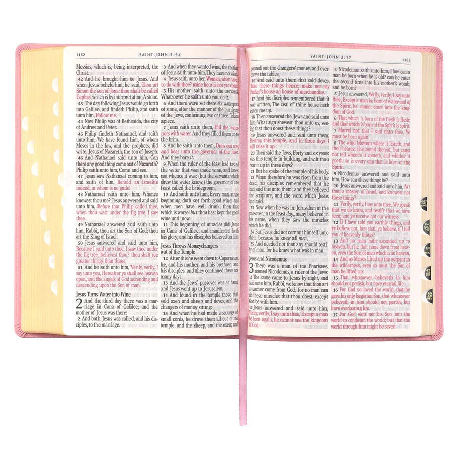 KJV Pink Faux Leather Full-Size Bible Giant Print Indexed