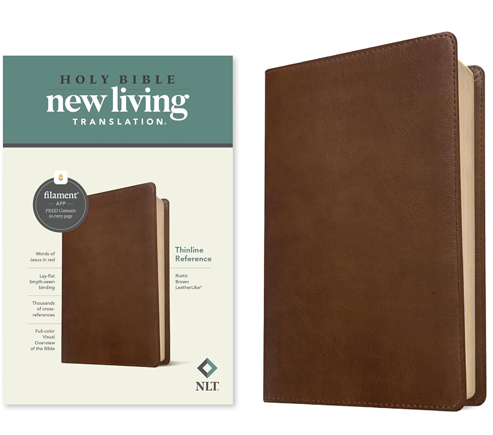 NLT Thinline Reference Bible, Filament Enabled (LeatherLike, Rustic Brown): Includes Free Access to the Filament Bible App Delivering Study Notes, Devotionals, Worship Music, and Video cover image