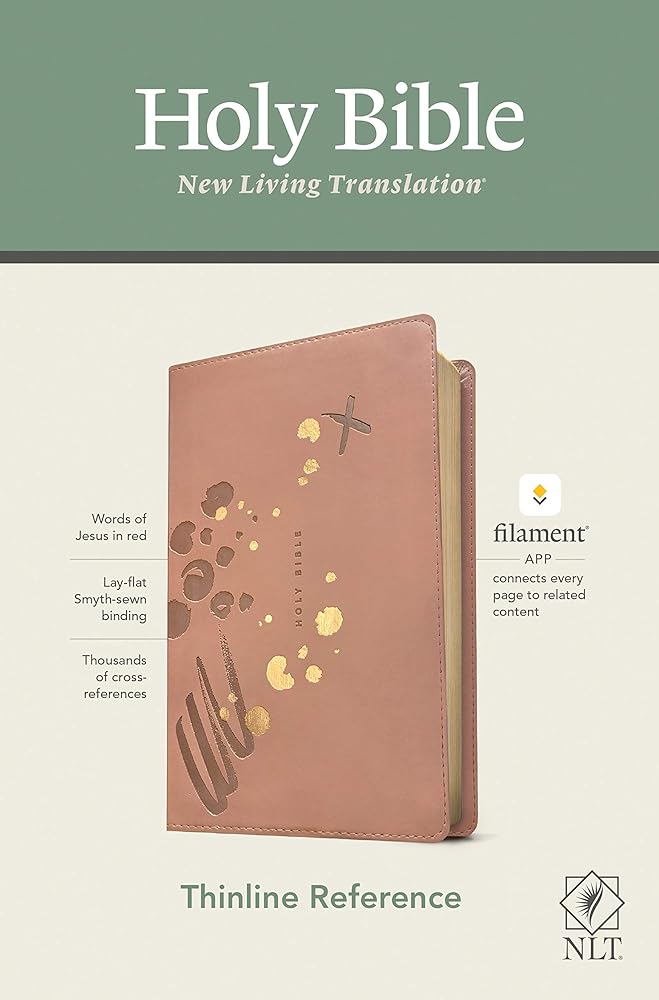 NLT Thinline Reference Bible, Filament Enabled (LeatherLike, Brushed Pink, Red Letter): Includes Free Access to the Filament Bible App Delivering Study Notes, Devotionals, Worship Music, and Video cover image