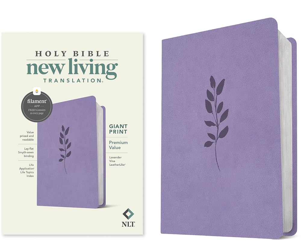 NLT Giant Print Premium Value Bible, Filament Enabled (LeatherLike, Lavender Vine) cover image