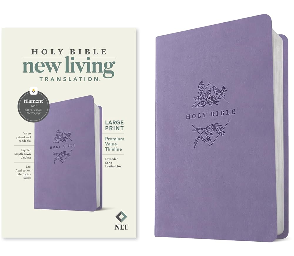 NLT Large Print Premium Value Thinline Bible, Filament Enabled (LeatherLike, Lavender Song) cover image