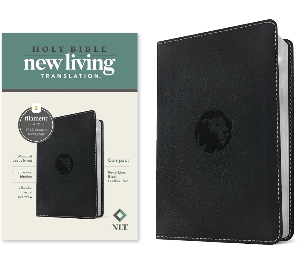 NLT Compact Bible, Filament Enabled (LeatherLike, Regal Lion Black, Red Letter) cover image
