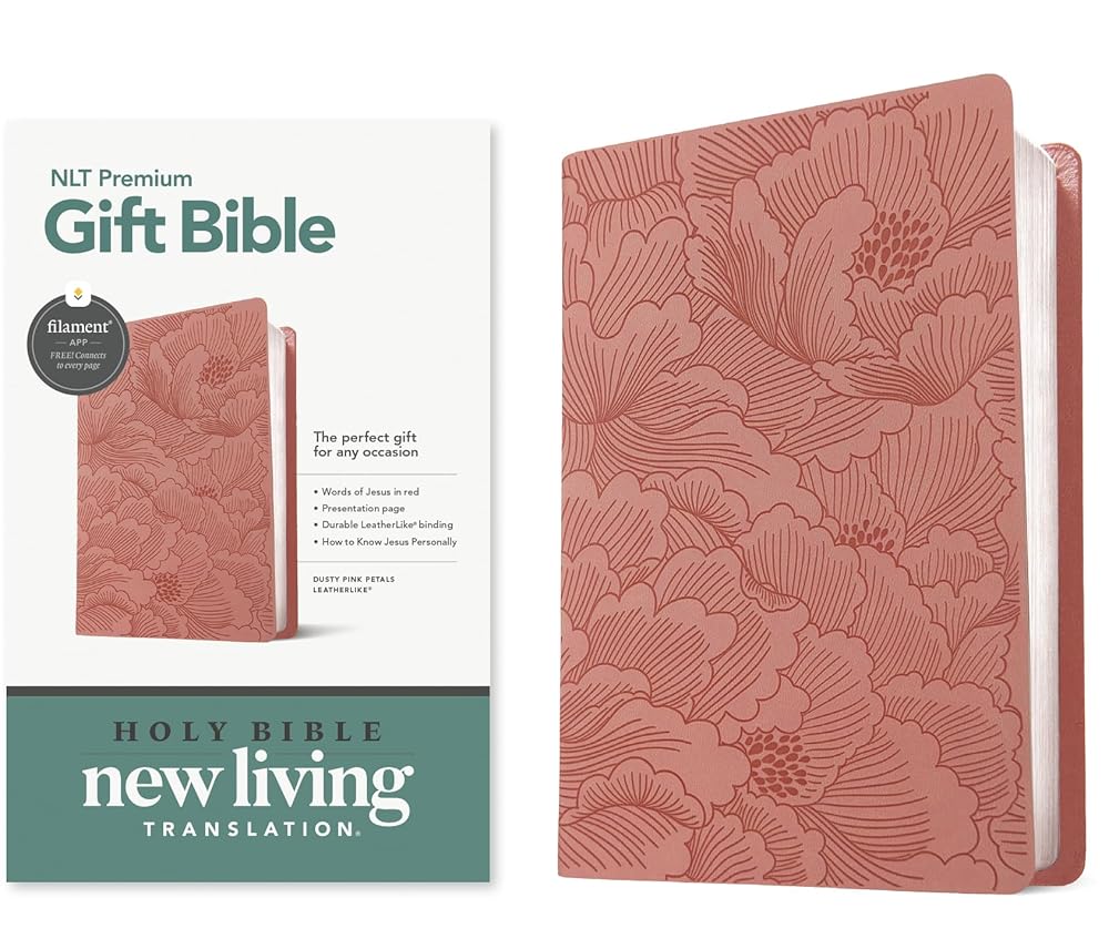 Premium Gift Bible NLT, Filament Enabled (LeatherLike, Dusty Pink Petals, Red Letter) cover image