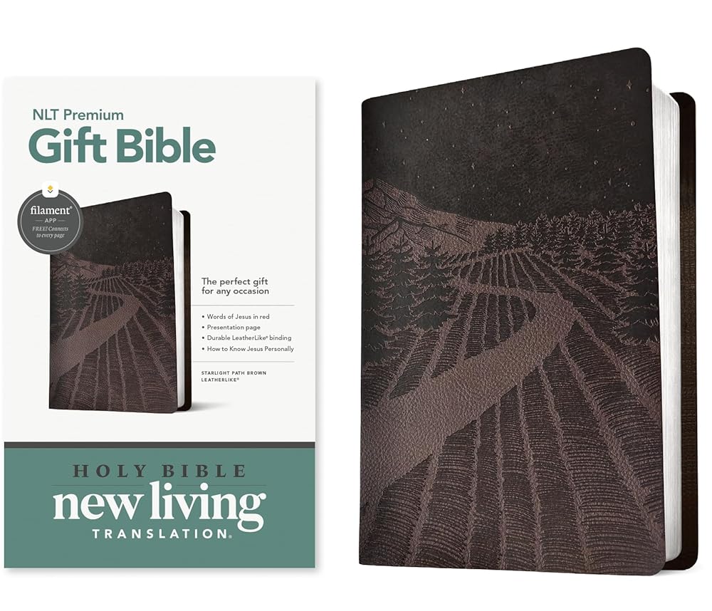 Premium Gift Bible NLT, Filament Enabled (LeatherLike, Starlight Path Brown, Red Letter) cover image