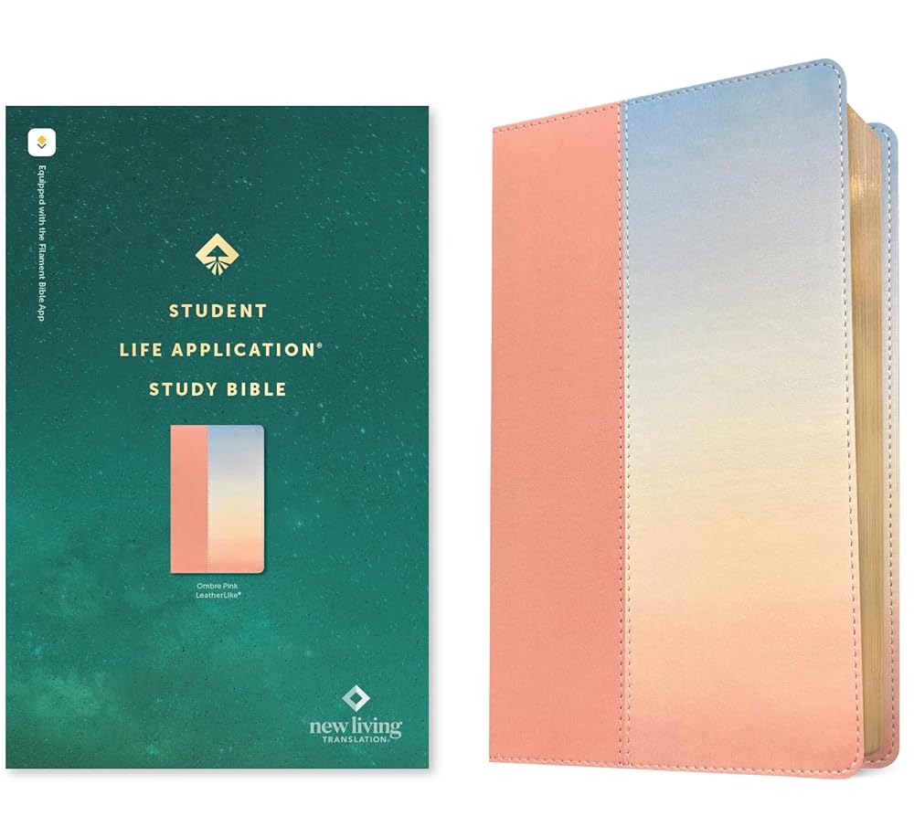 NLT Student Life Application Study Bible, Filament Enabled (LeatherLike, Ombre Pink, Red Letter) cover image